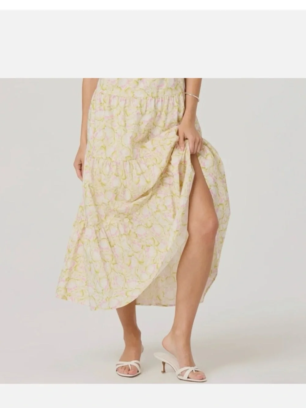 ASTR the Label Tie Strap Tiered Maxi Dress Pink Green Floral, Women's Small $128 - Picture 6 of 6